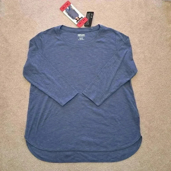 NWT Kirkland Signature 3/4 Sleeved T-shirt Blue Slub Knit Tee Ladies Medium - Picture 13 of 13